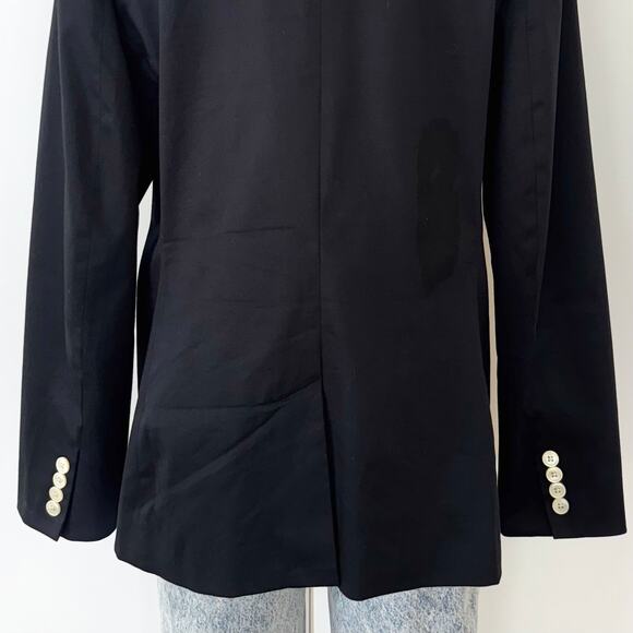 Lauren Ralph Lauren Two-Button Blazer Jacket Cotton Embroidered Logo Black 16 - Picture 8 of 11